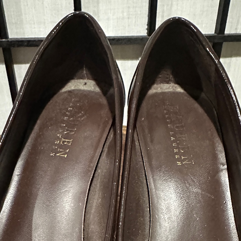 Ralph Lauren Vintage Chocolate Leather Heeled Loafers Size 7.5 - Picture 3 of 11